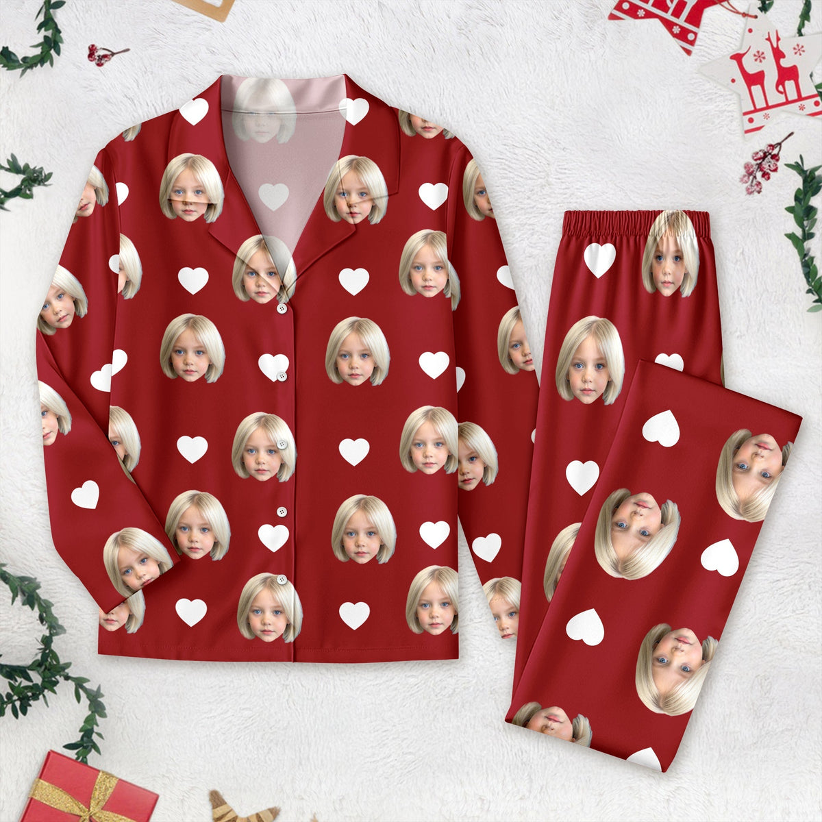 Custom Photo Face And Heart Icon Pajamas N369 888759