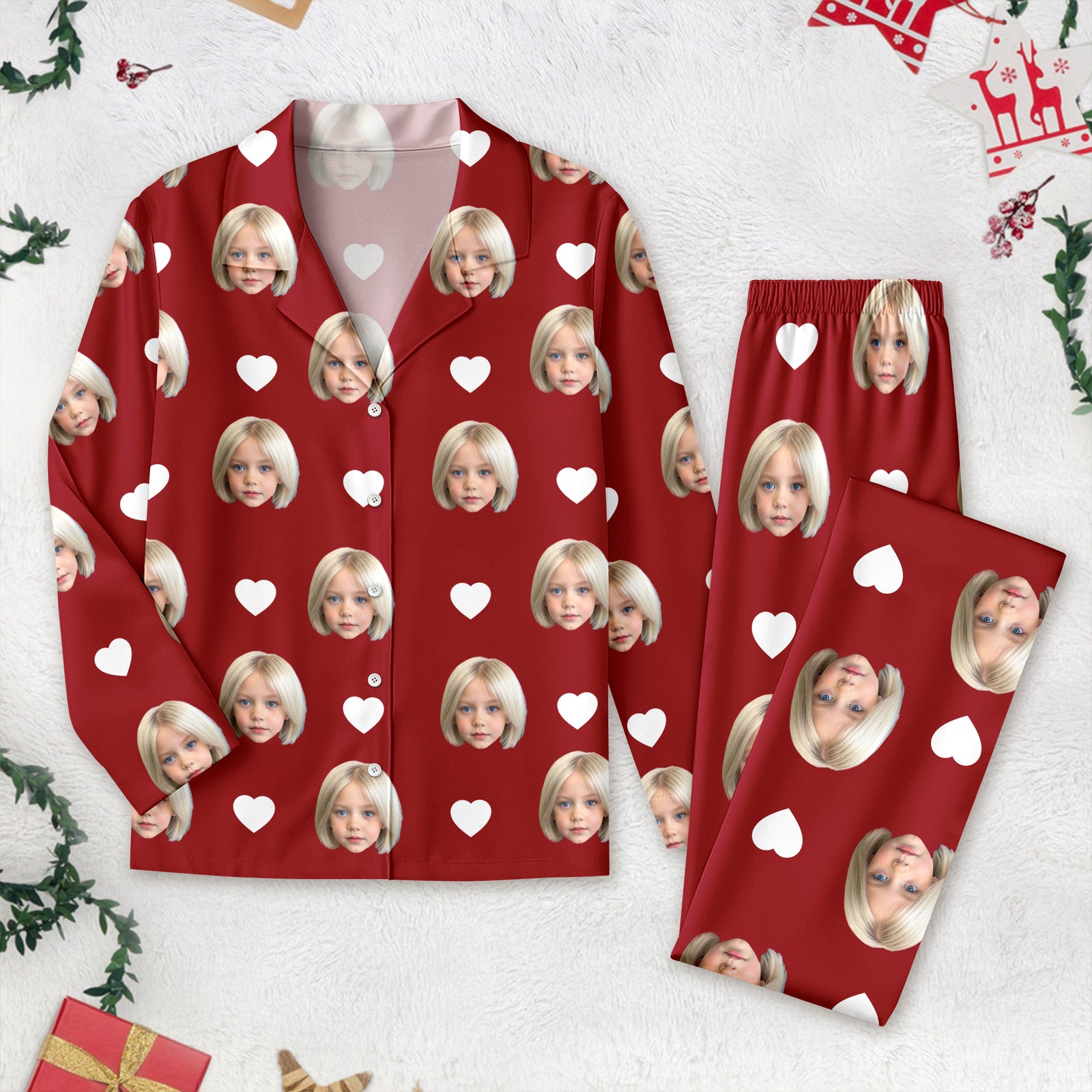 Custom Photo Face And Heart Icon Pajamas N369 888759