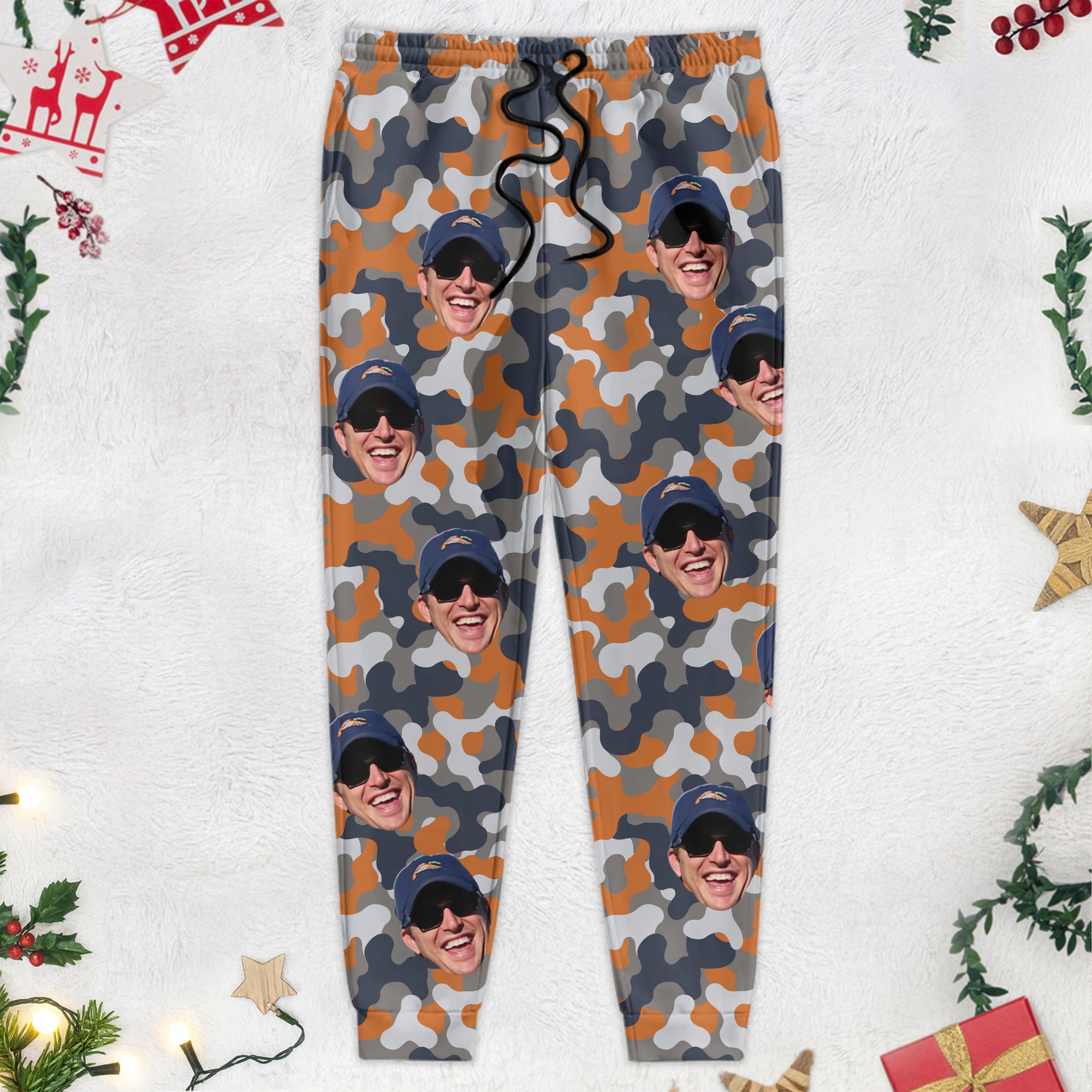 Custom Face Photo Camo Background Christmas Gift Sweatpants N304 888790