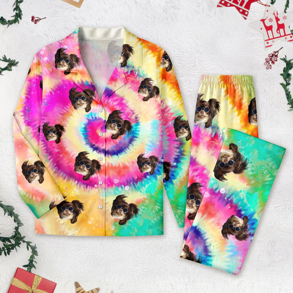 Custom Photo Tie Dye Background Dog Pajamas N304 888808