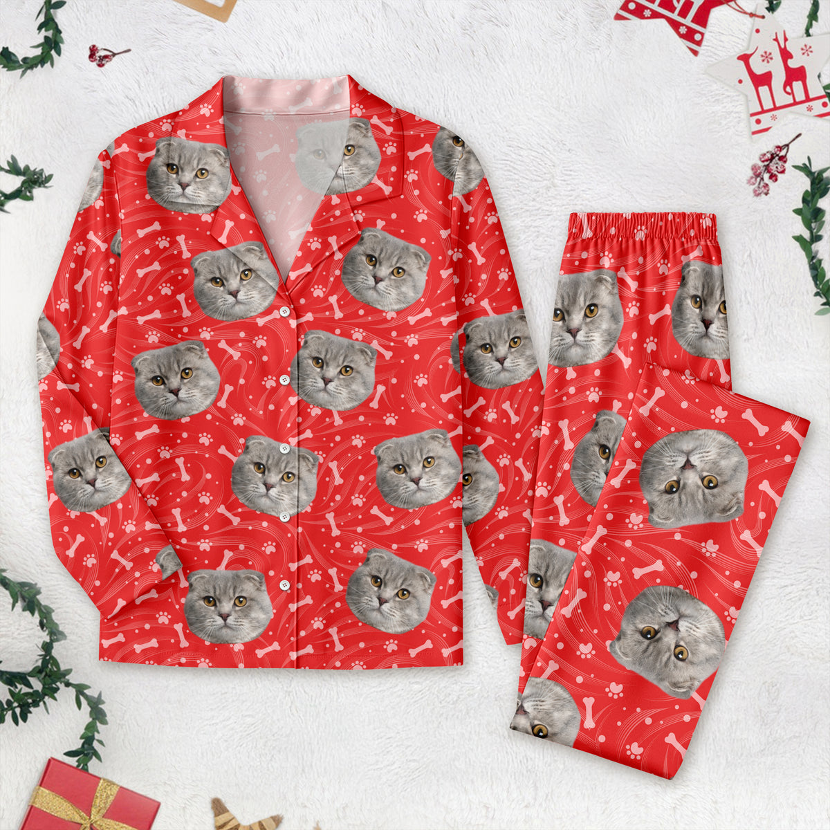 Custom Photo Tie Dye Background Cat Pajamas N304 HA75 888810