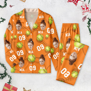 Custom Face Photo With Softball Pajamas Christmas T286 888811
