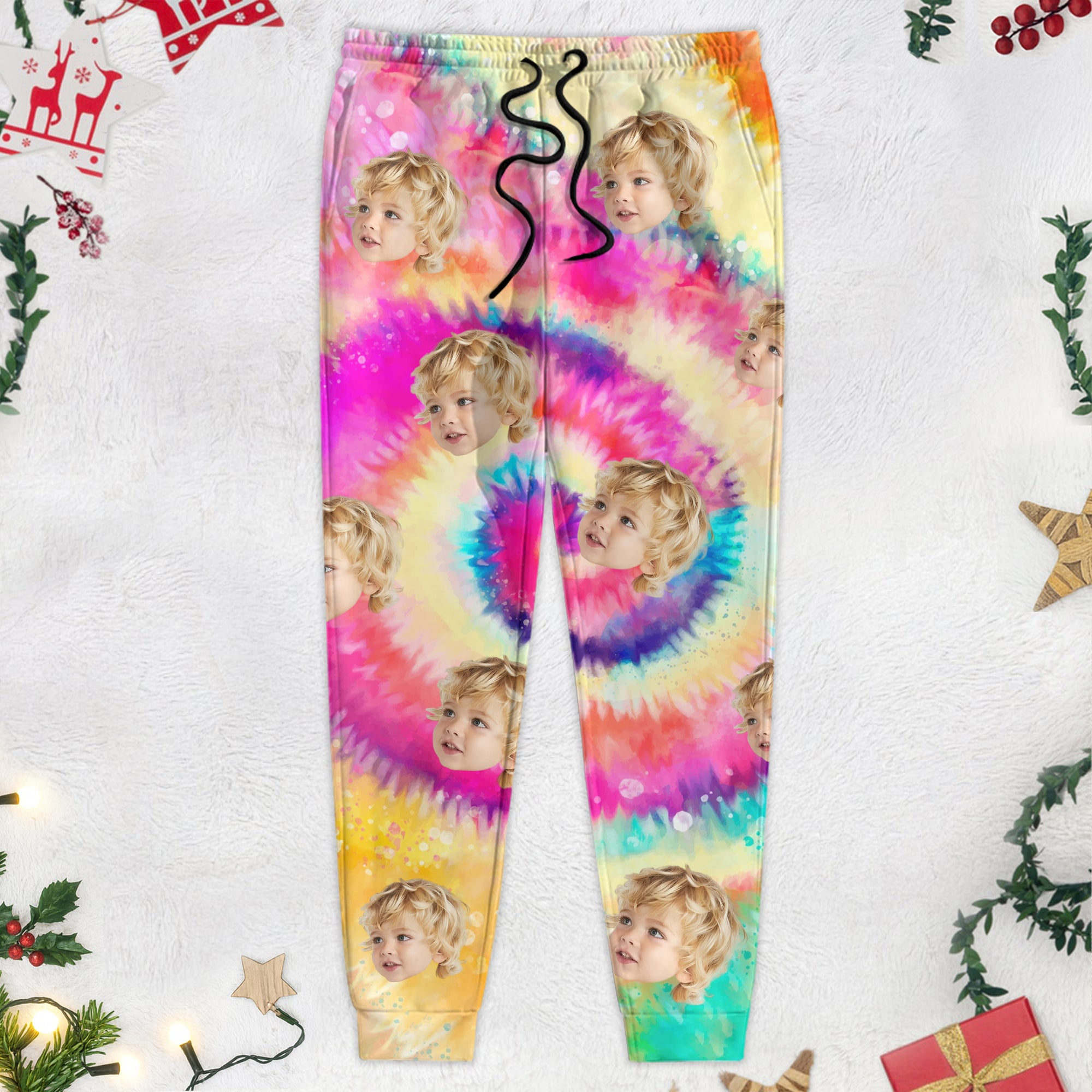 Custom Photo Tie Dye Background For Christmas Sweatpants N304 889604