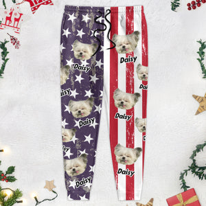 Custom Dog Photo With Flag USA Grunge Background Sweatpants N369 889840