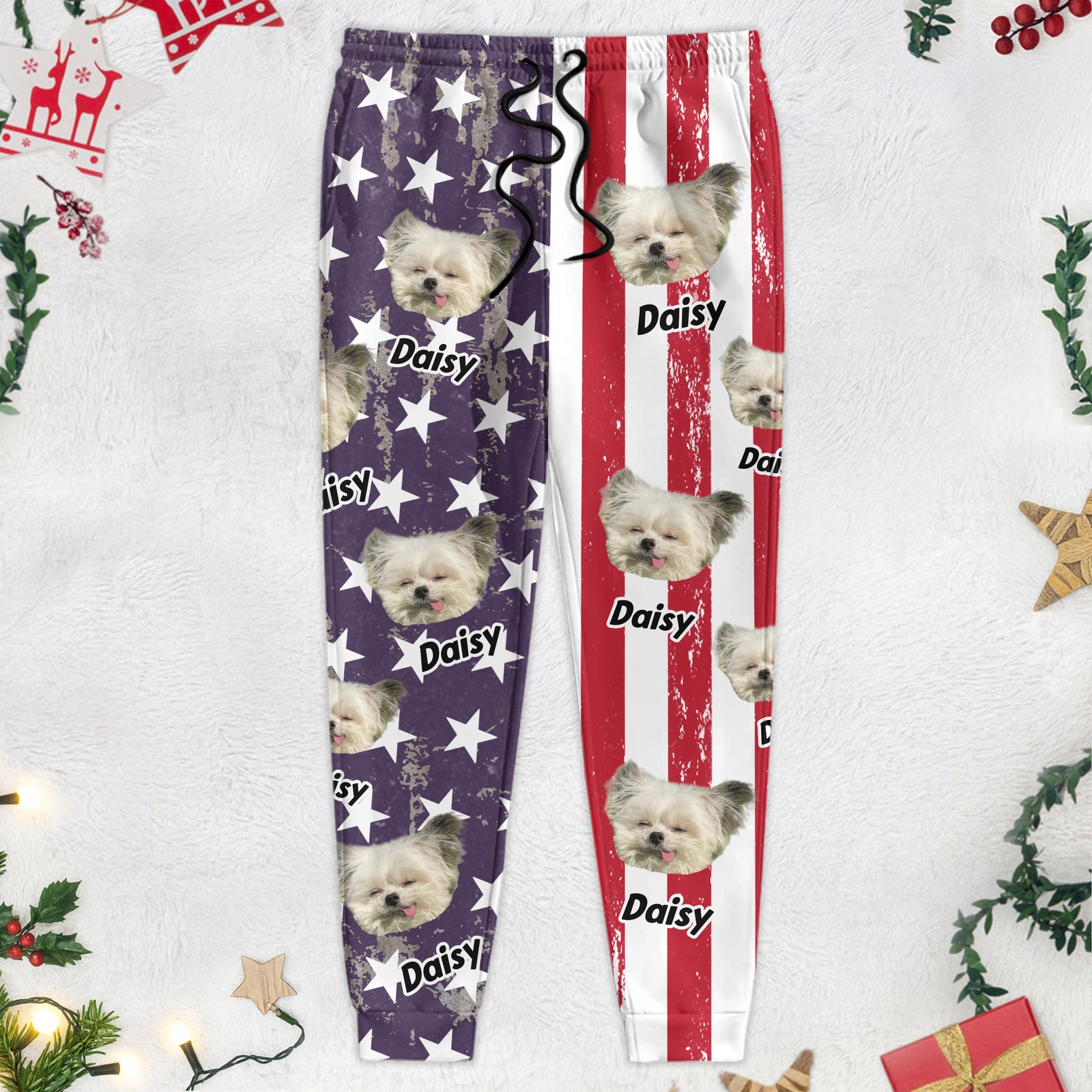 Custom Dog Photo With Flag USA Grunge Background Sweatpants N369 889840