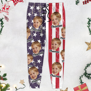Custom Human Face Photo With Flag USA Grunge Background Sweatpants N369 889844