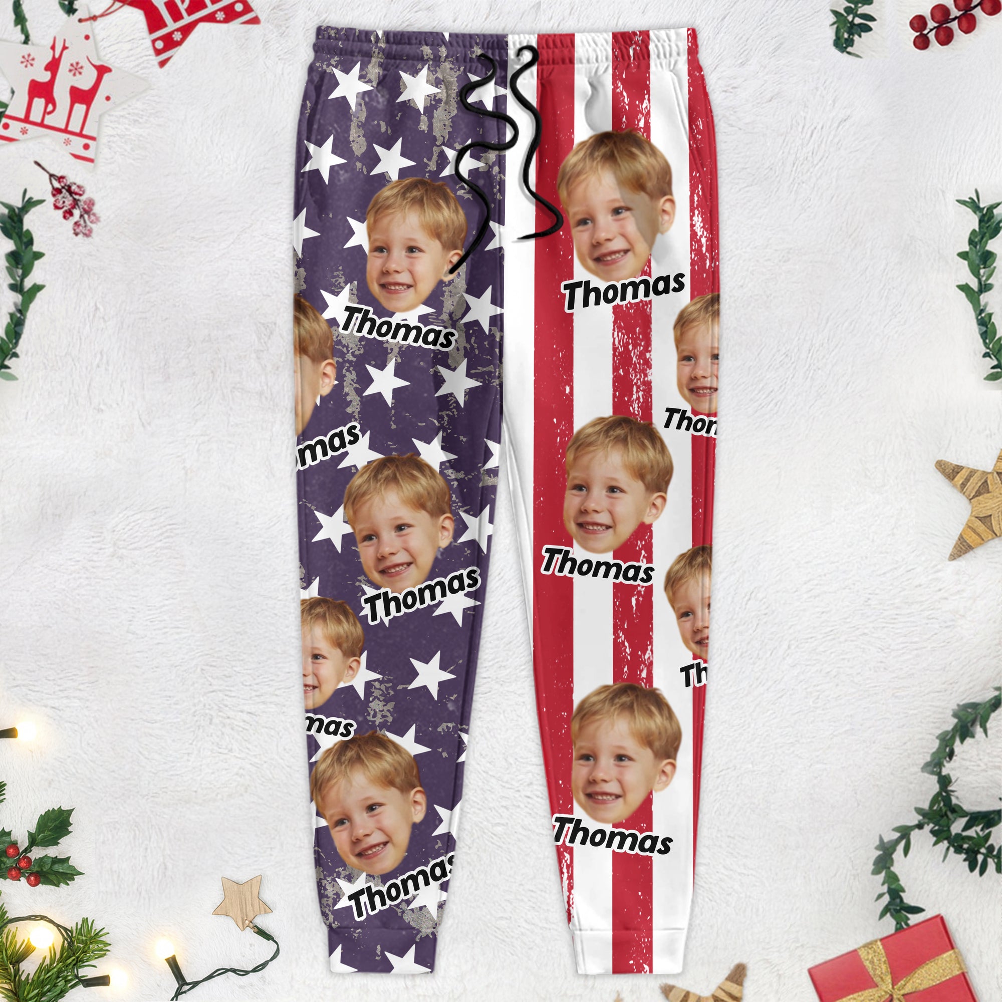 Custom Human Face Photo With Flag USA Grunge Background Sweatpants N369 889844