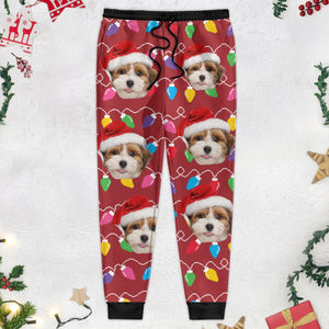 Custom Photo With Colorful Christmas Lights For Dog Lovers Sweatpants N304 889920