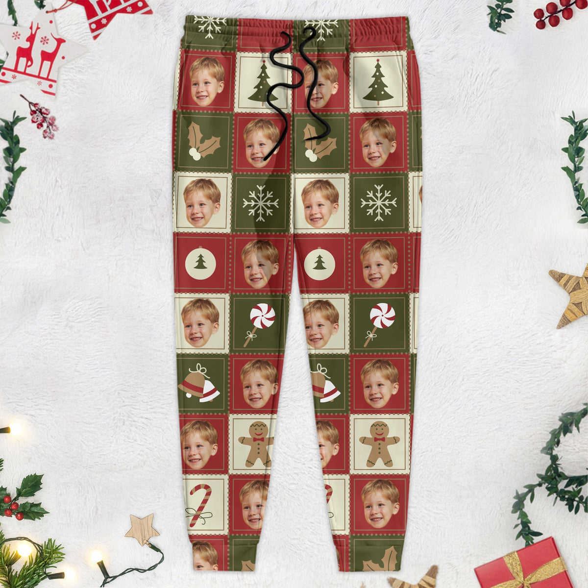 Custom Photo Human And Dog Cat Christmas Tree Candy Sweatpants TA29 890059