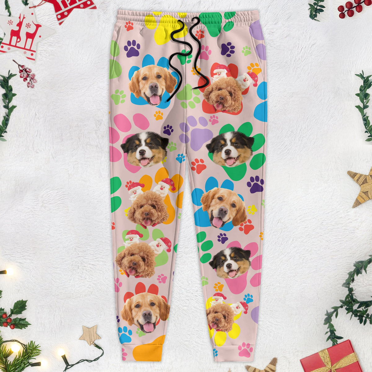 Custom Dog Photo Bones And Paws Sweatpants TA29 890085