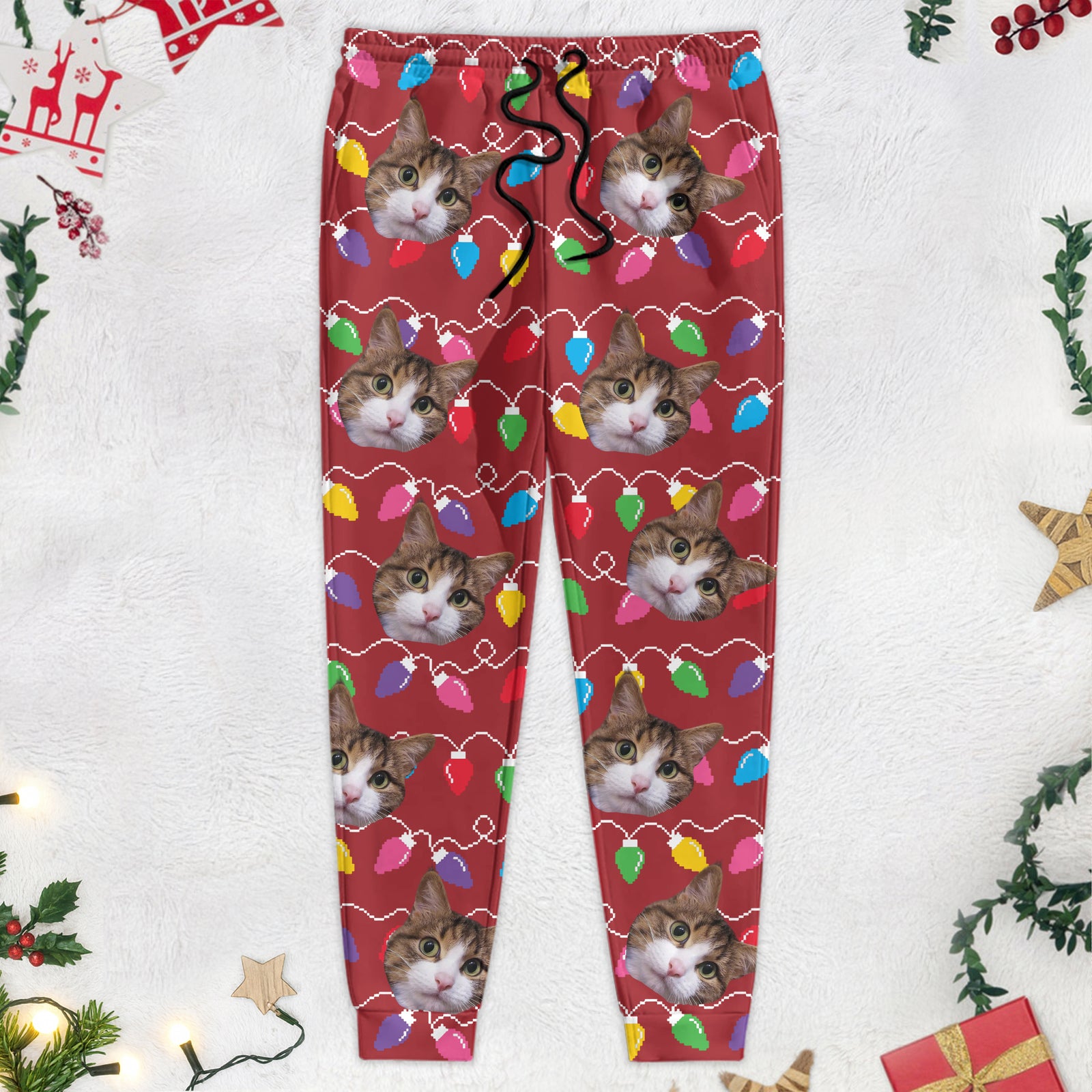 Custom Photo Face Dog Christmas Funny Xmas Leds Sweatpants HA75 891704