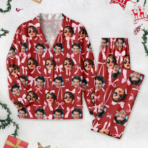 Custom Photo Coquette Bows Christmas Pajamas For Bestie LM32 891987