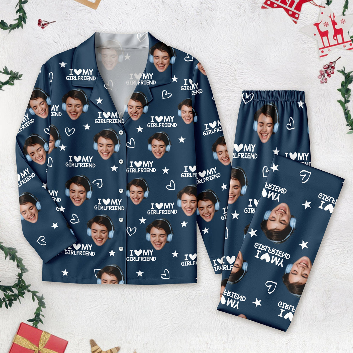 Custom Photo I Love My Boyfriend/Girlfriend Valentine's Gift Pajamas For Couple TH10 892335