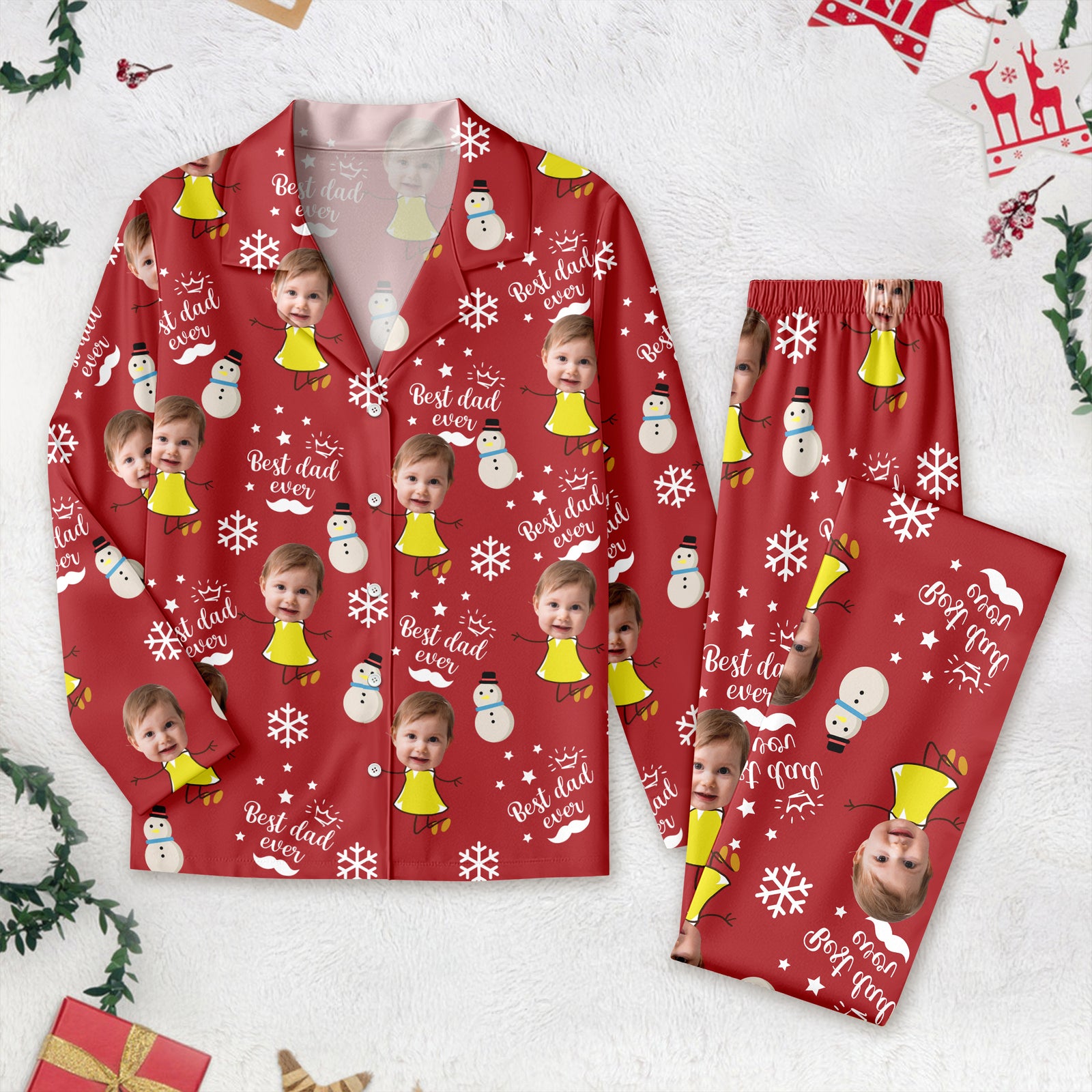 Custom Face Kid Best Mom Ever, Best Dad Ever Pajamas HA75 892876