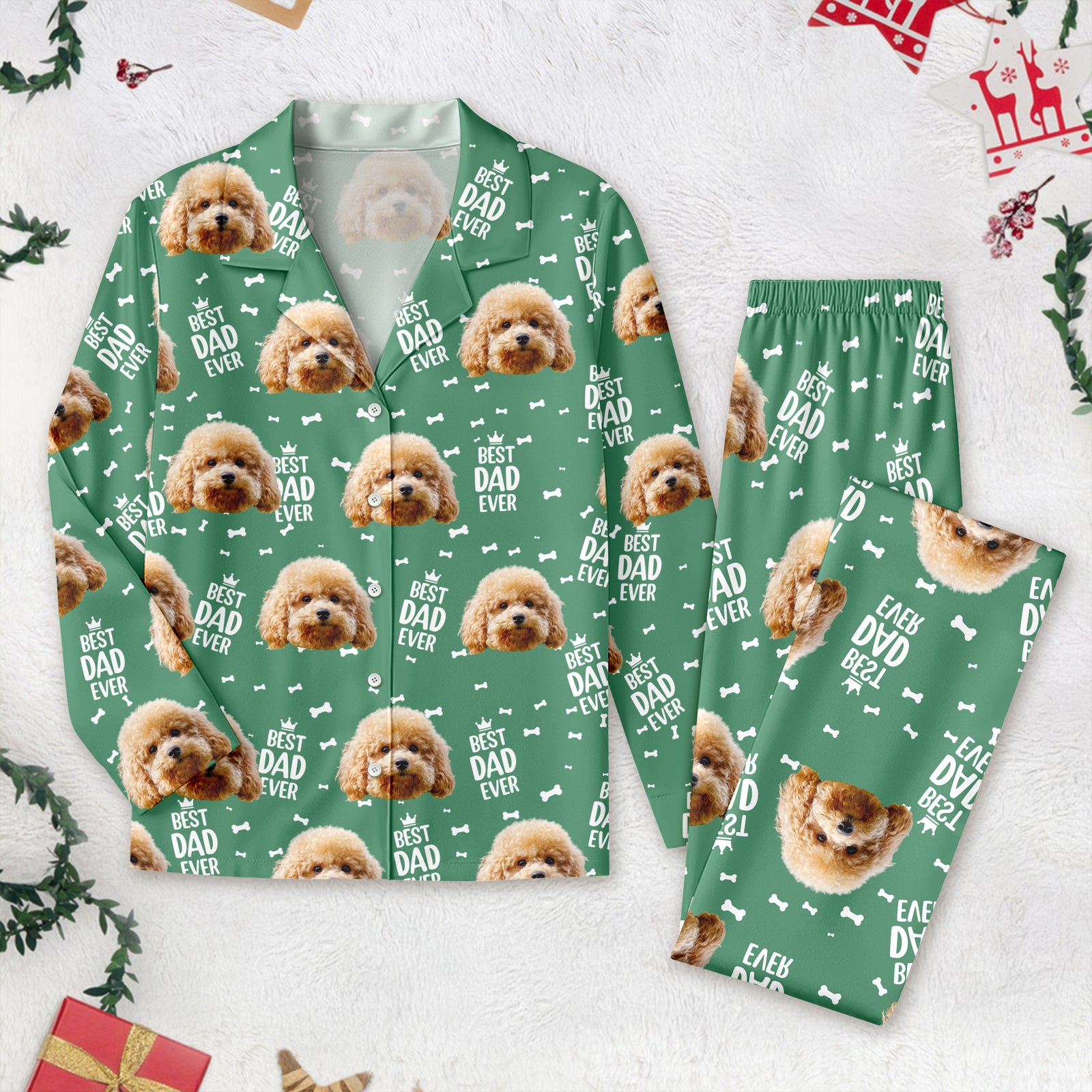 Custom Cute Photo Best Dad Ever Pattern Pajamas For Family LM32 893689