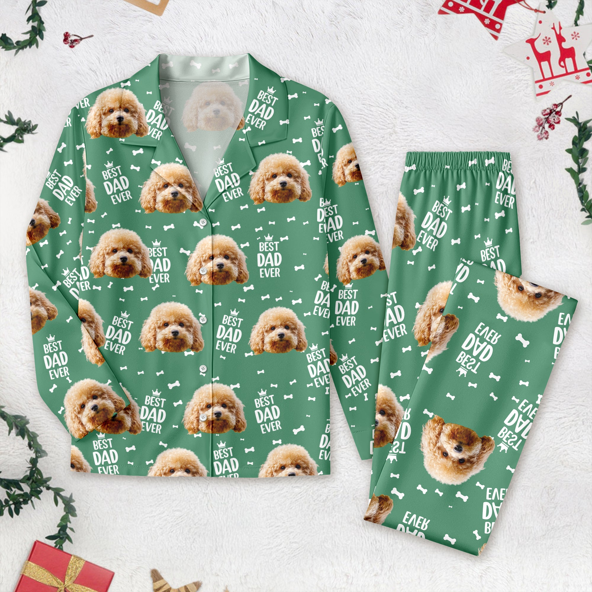 Custom Cute Photo Best Dad Ever Pattern Pajamas For Family LM32 893689