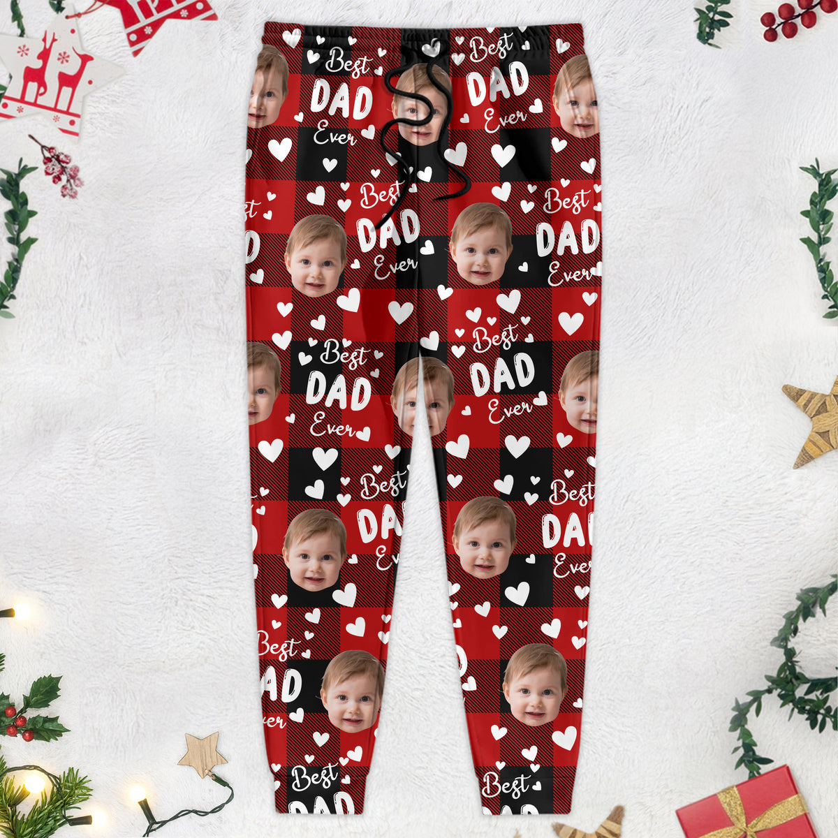 Custom Funny Face Best Dad Ever Christmas Sweatpants For Matching Family LM32 893883