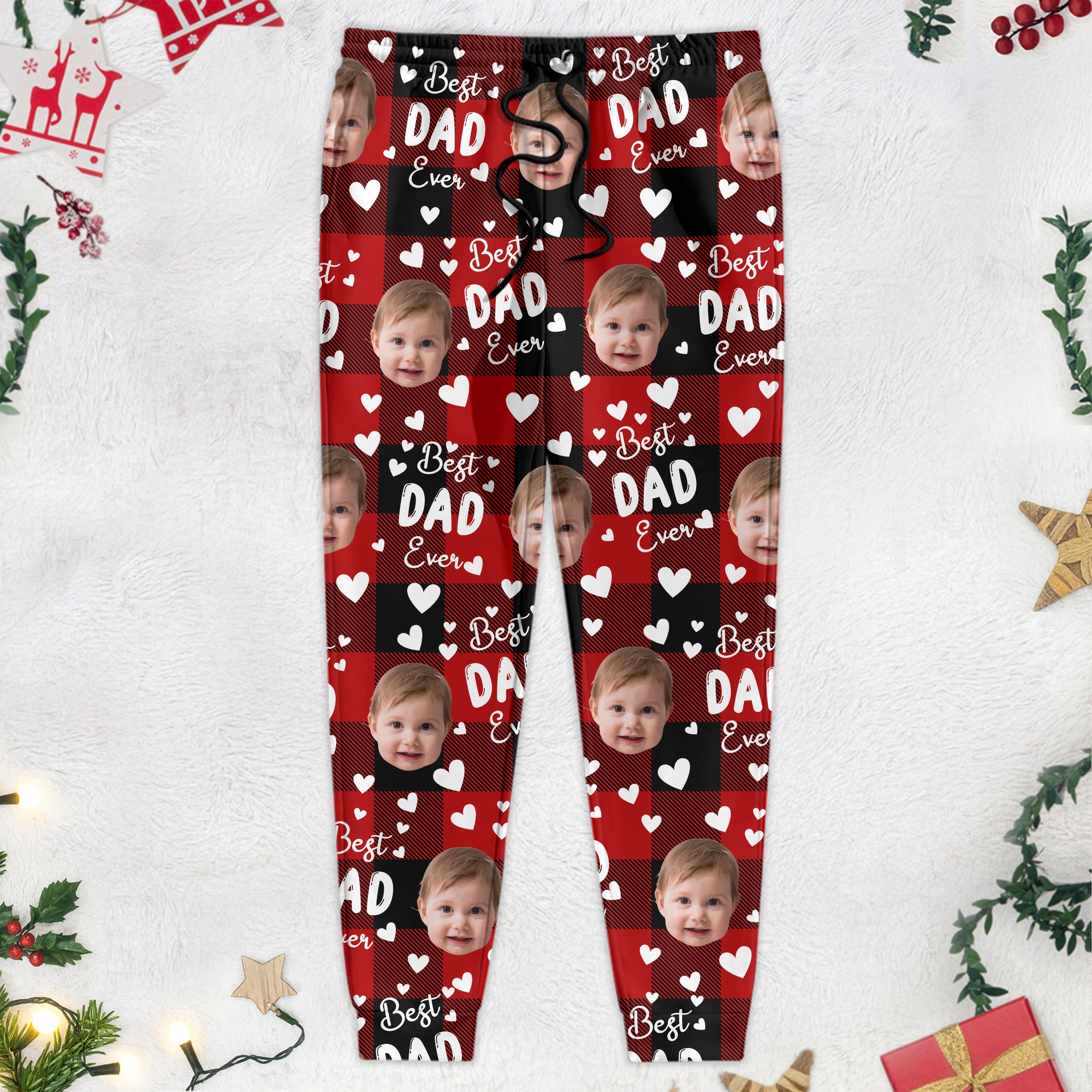 Custom Funny Face Best Dad Ever Christmas Sweatpants For Matching Family LM32 893883