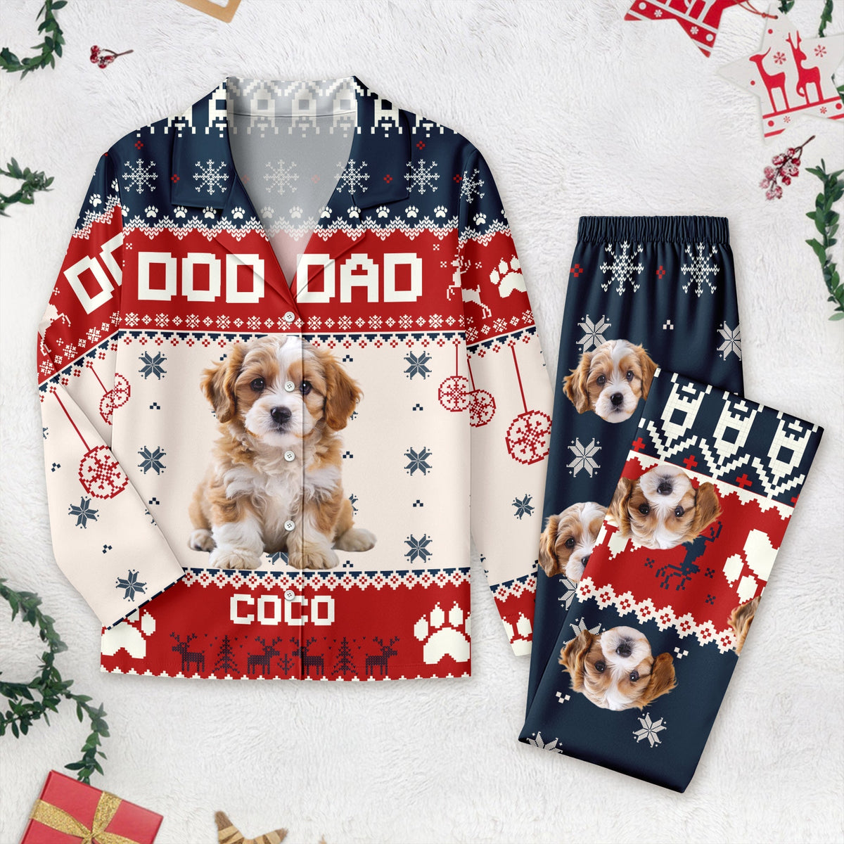 Custom Photo Dog Dad Dog Mom Christmas Pajamas TH10 894287