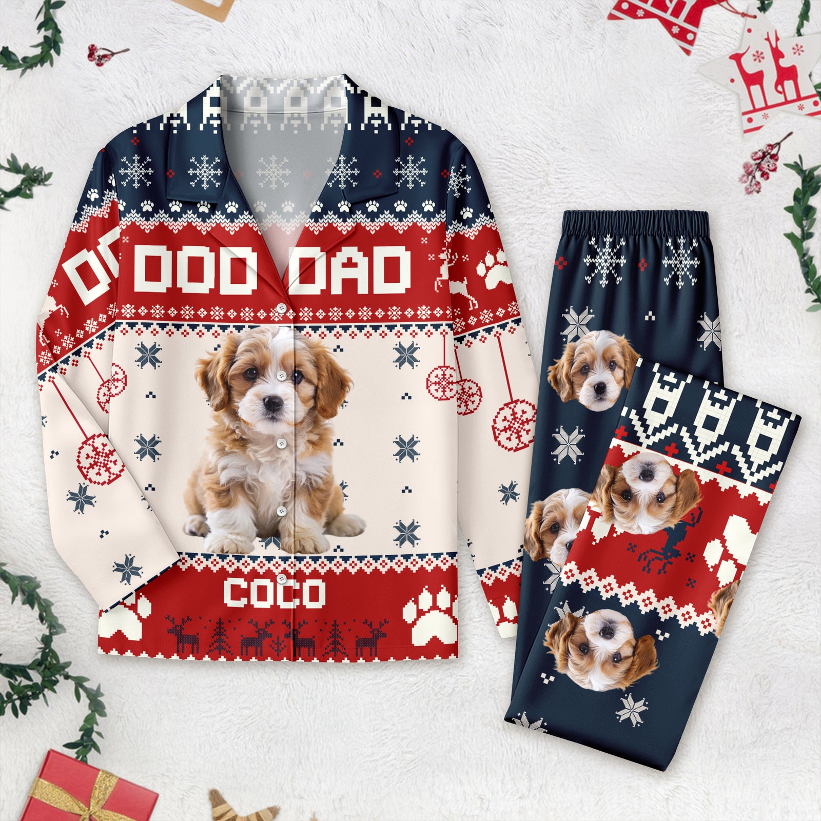 Custom Photo Dog Dad Dog Mom Christmas Pajamas TH10 894287