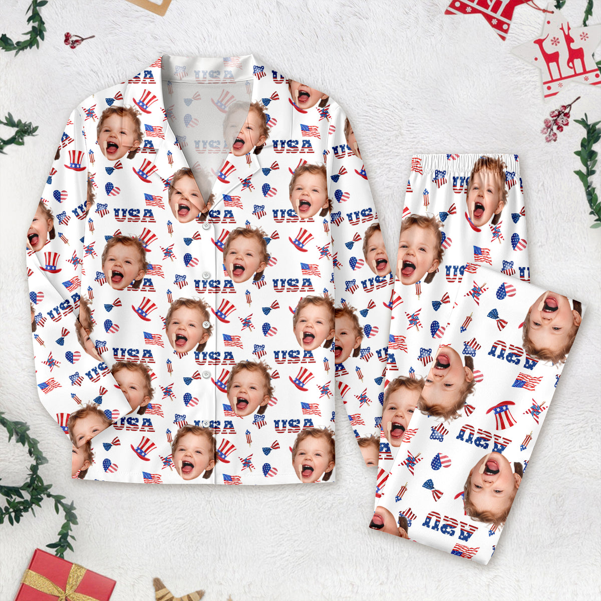 Custom Photo 4th of July Pajamas Independence Day Gifts CH07 896098