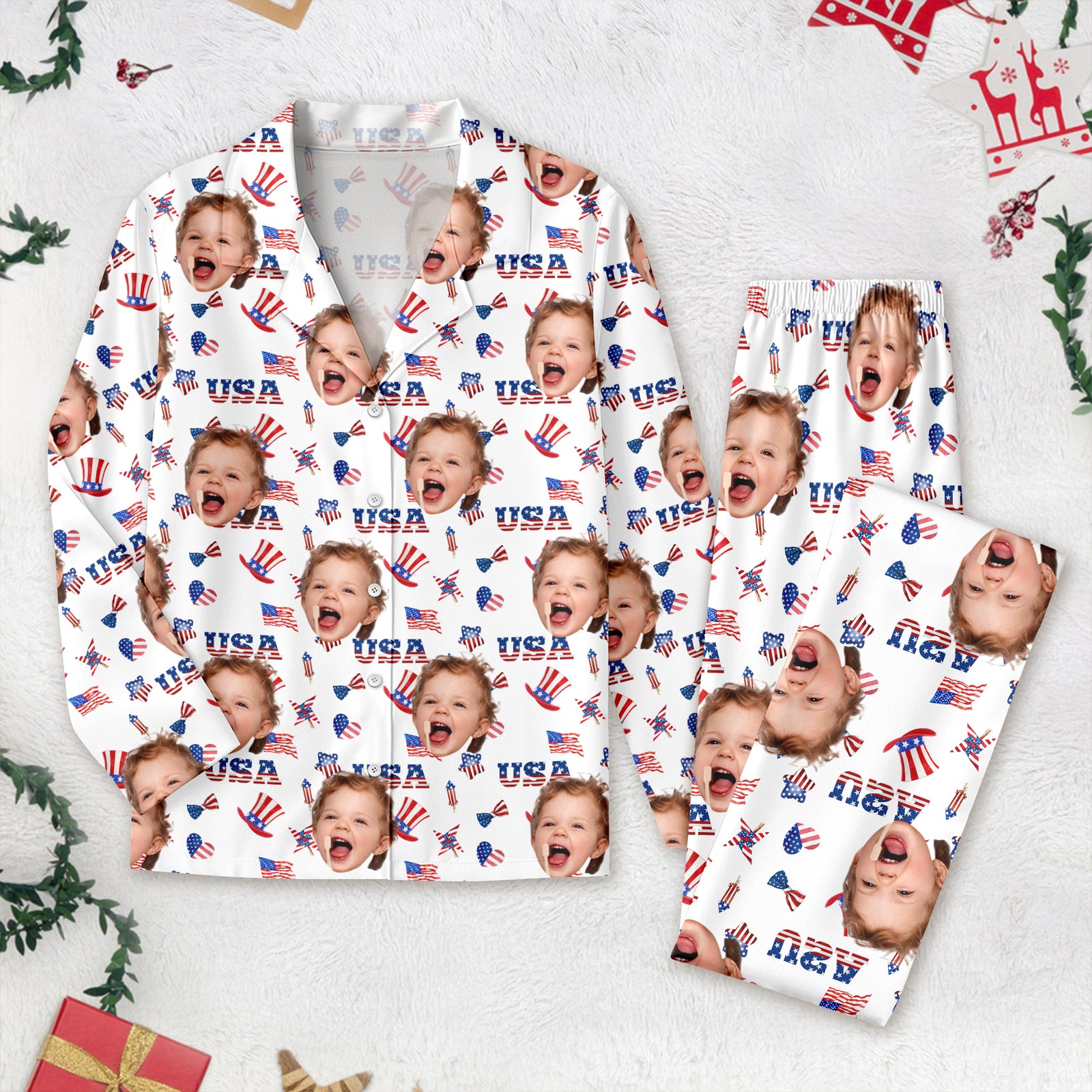 Custom Photo 4th of July Pajamas Independence Day Gifts CH07 896098