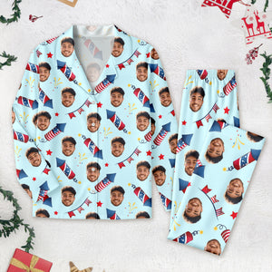 Custom Photo America Coquette Bows Pajamas Set Gift For Independence Day CH07 896100