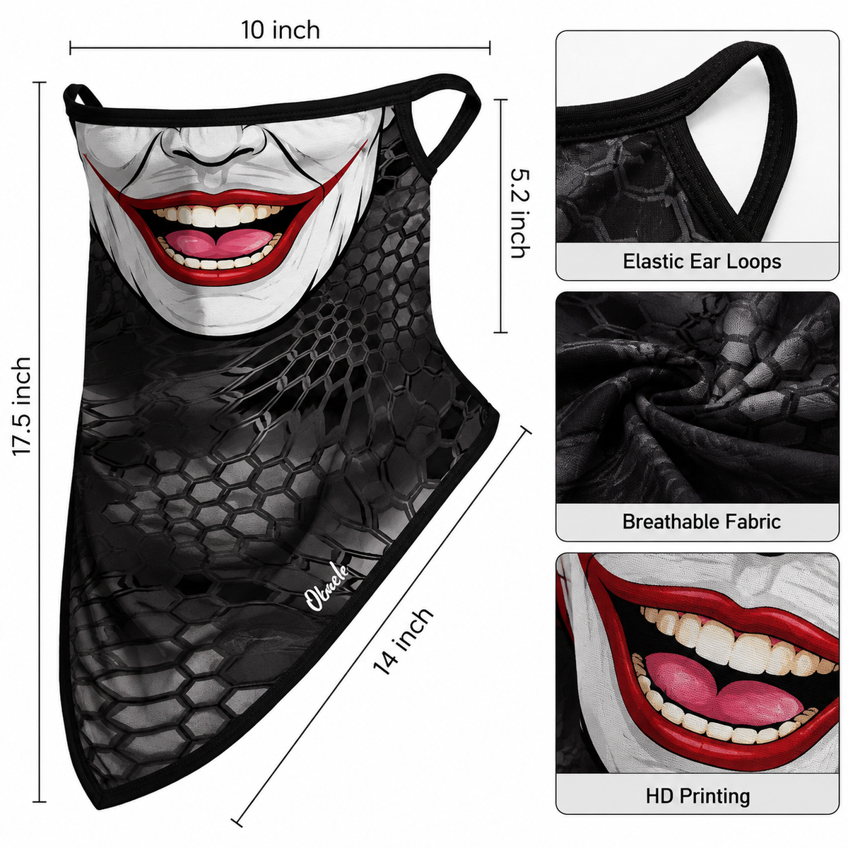 Novelty Graphic Face Neck Gaiter Mask, Funny Creepy Character Face Cover LM32 670395