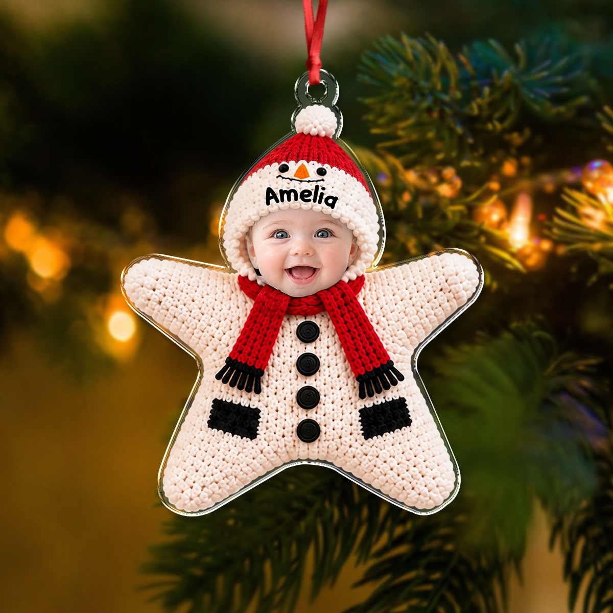 Personalized Baby Christmas Costume Star Acrylic Ornament, Cute Christmas Keepsake Gift For Kids CH07 180842