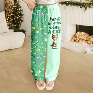 Custom Cat Name Life Is Better With Cats 3D Effect Sweatpants LM32 895931