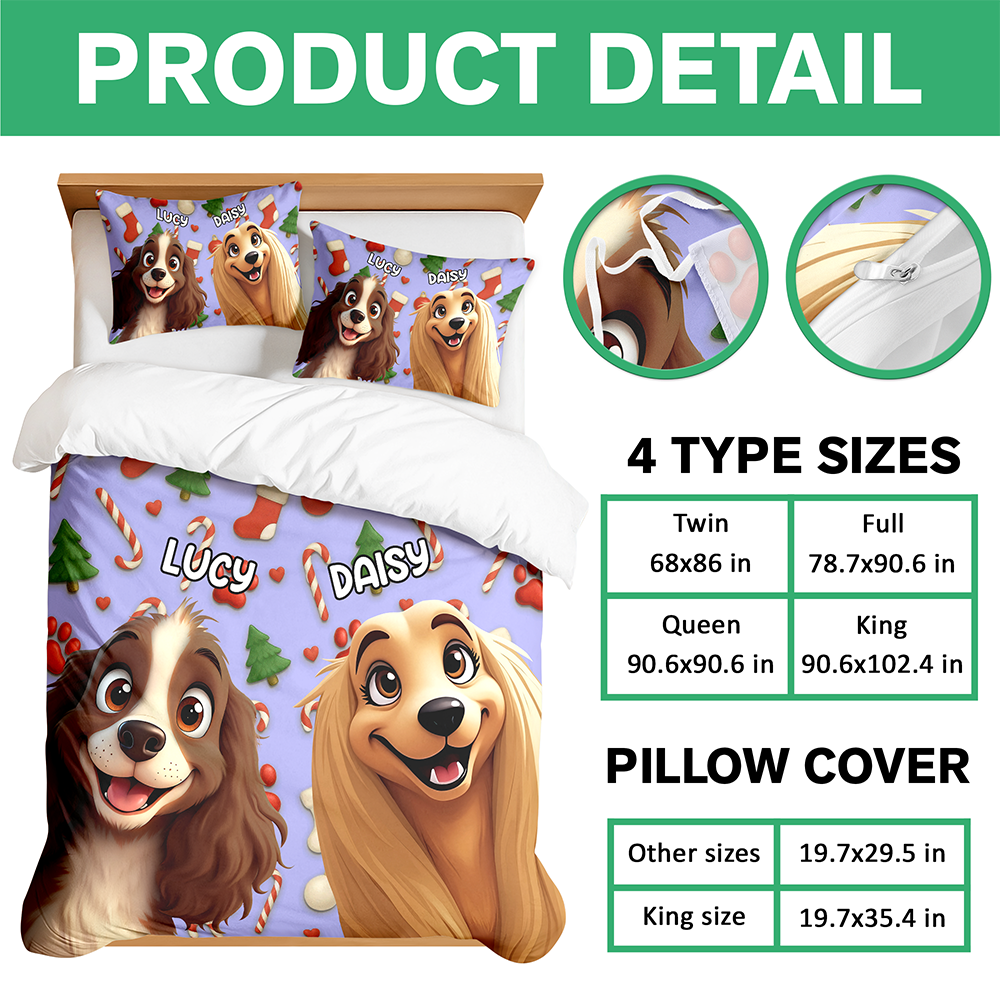 Custom Dog Cartoon Ver 2 - Personalized Quilt Bedding Set For Dog Lover LM32 897153