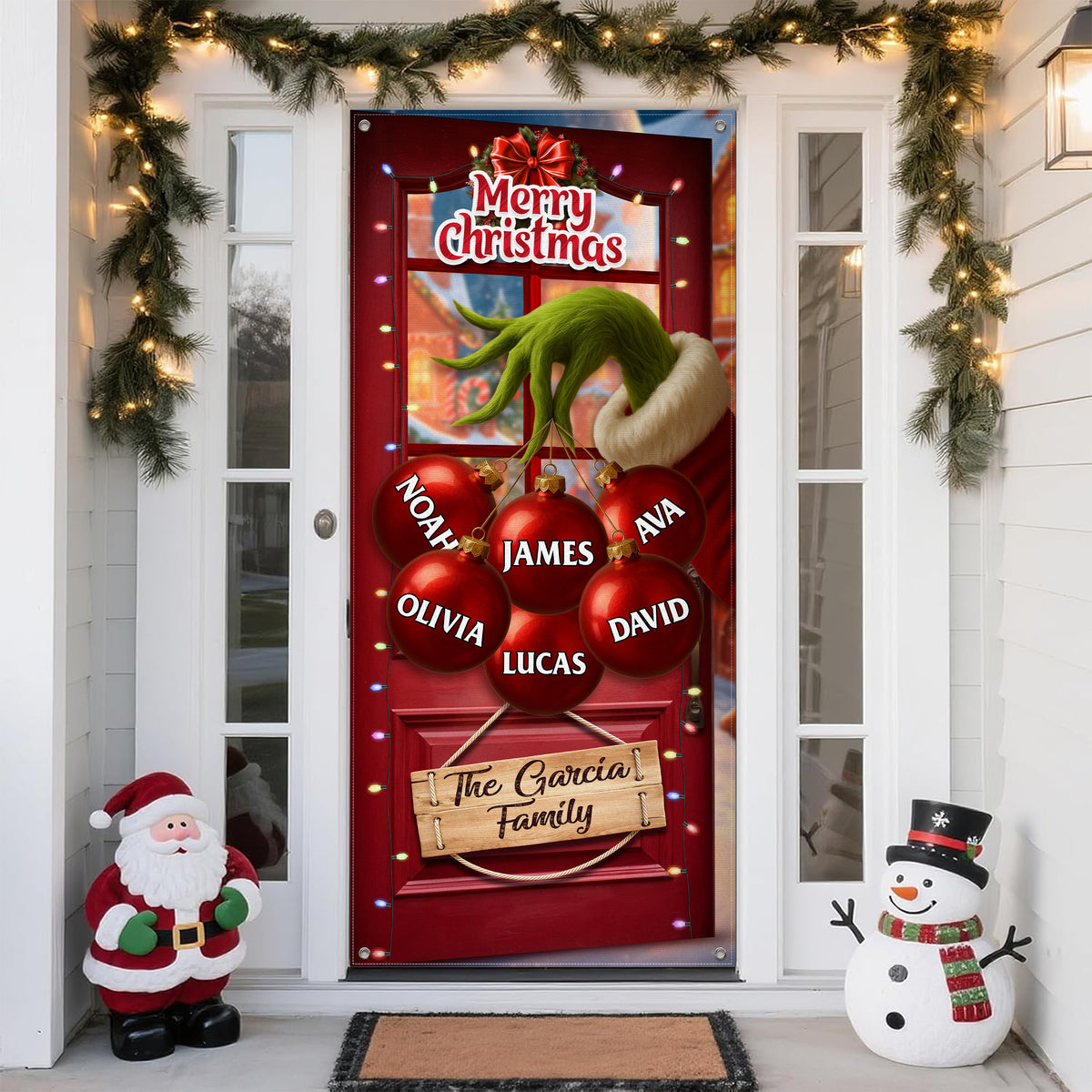Custom Funny Ew People Christmas Family Merry Grinchmas Door Cover CH07 899964