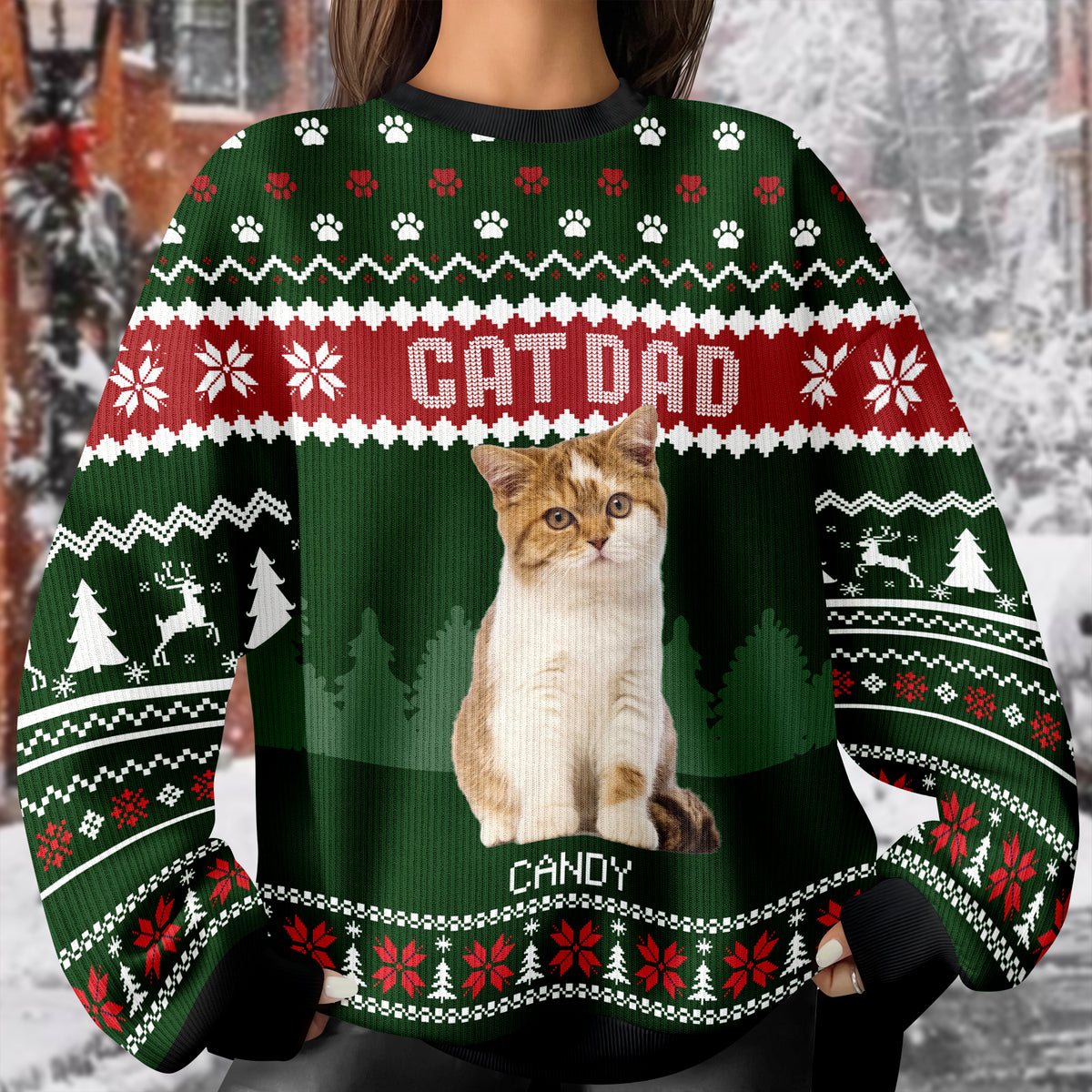 Custom Photo Cat Dad Cat Mom Ugly Sweater HA75 892896