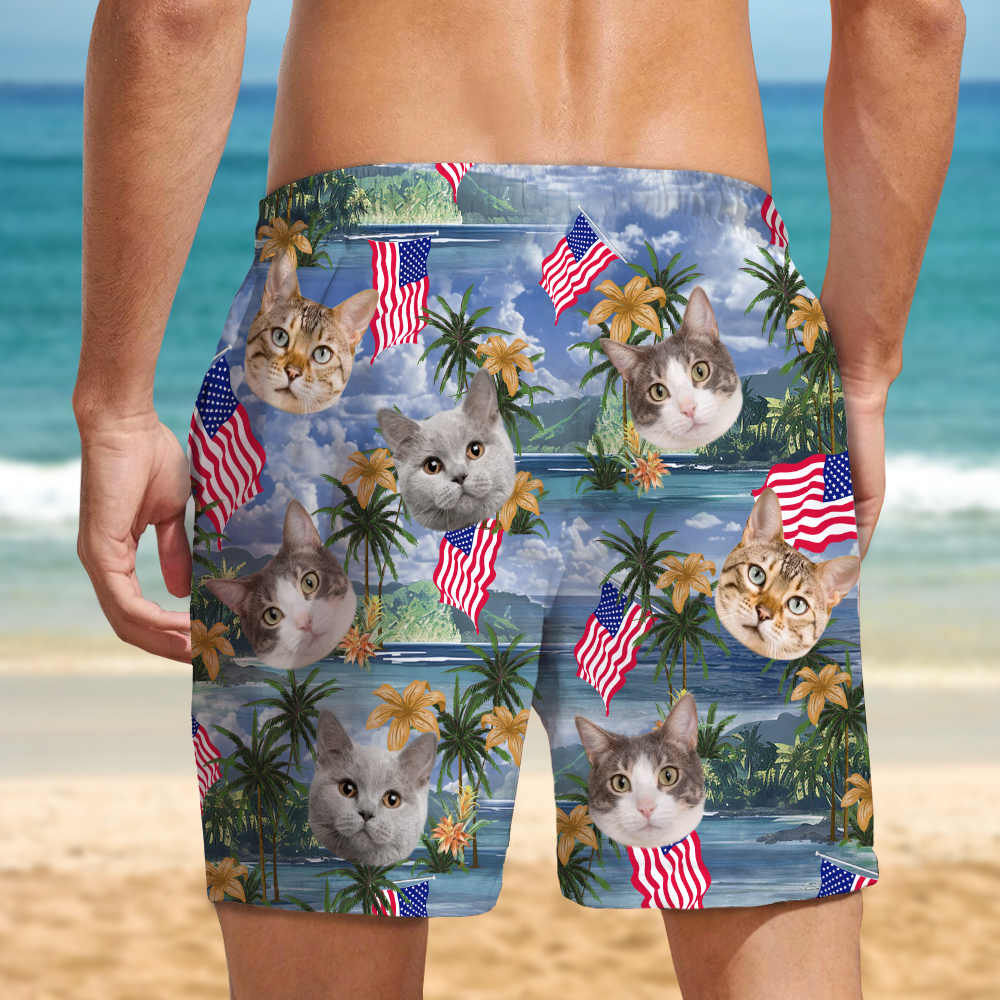 Custom Photo My American Spirit Beach Short - Gift For Family Members, Pet Owners, Pet Lovers LM32 893647