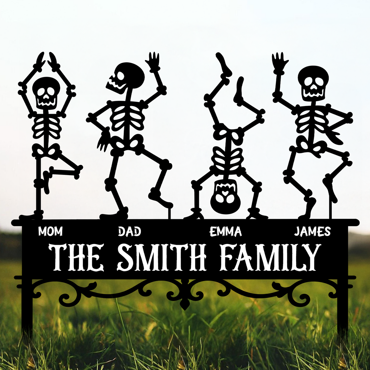 Custom Family Member Skeleton Garden Stake - Personalized Gifts for Halloween CH07 180210