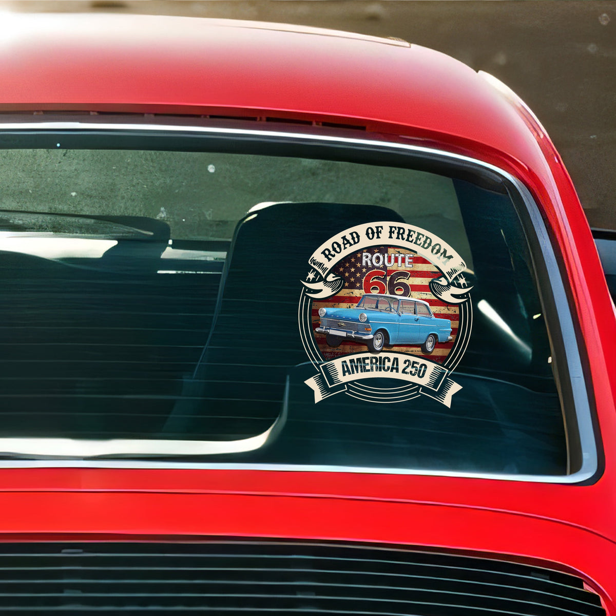 Custom Car  Photo Route 66 Road Of Freedom American 250 Car Window Decal Sticker TH10 898501
