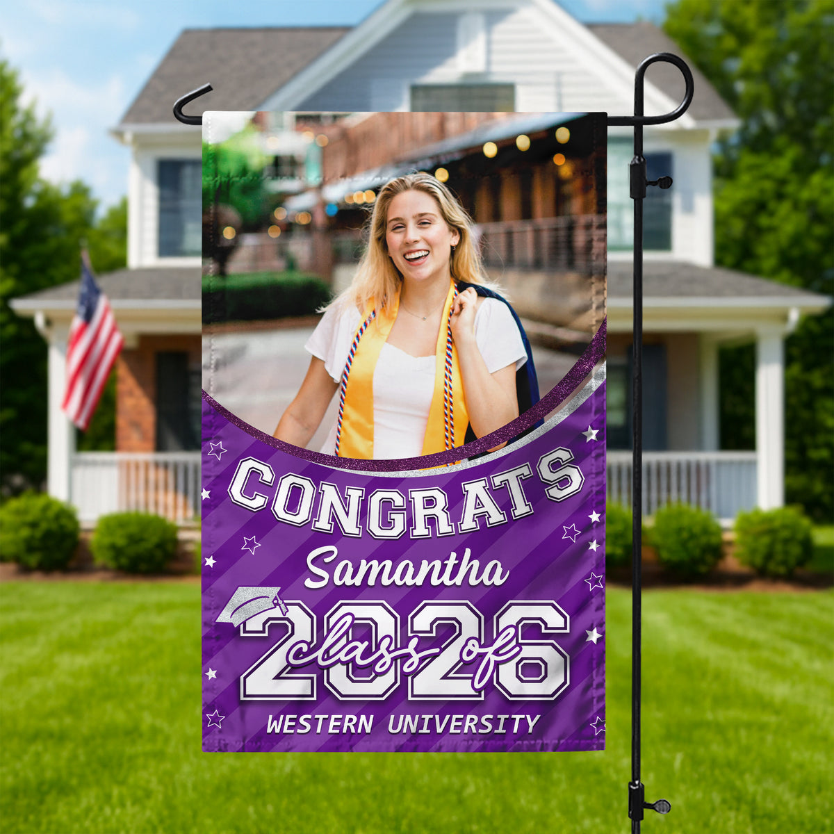 Custom Photo Class of 2026 Congrats Graduation Garden Flag HO82 901710