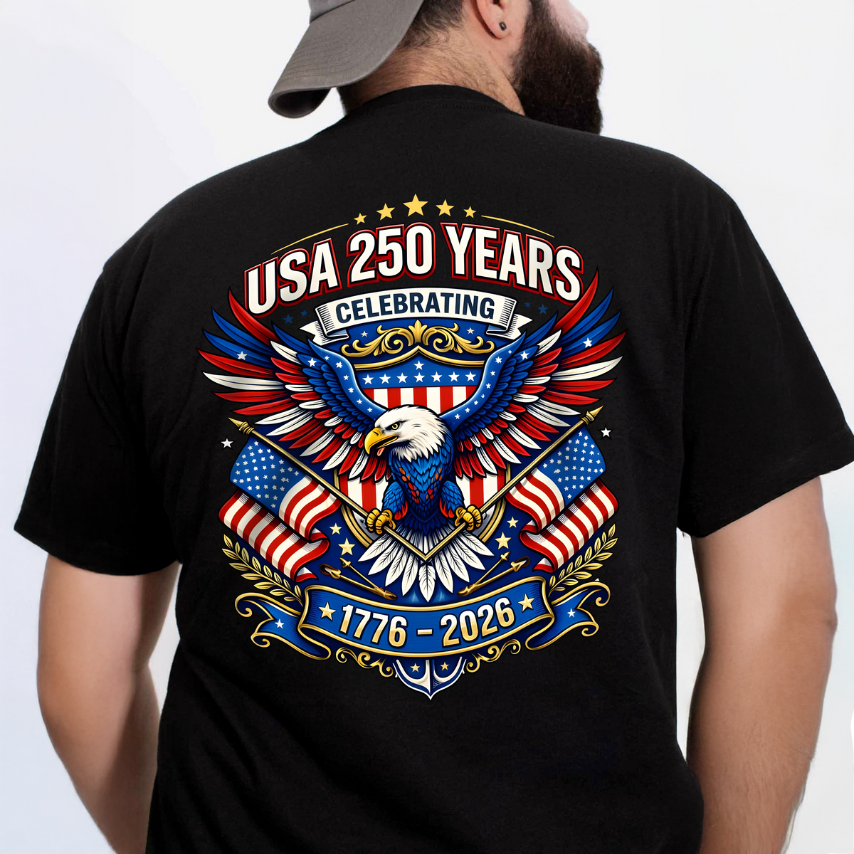 Celebrate USA 250 Years Eagle Patriotic Back Shirt 1776-2026 250th Anniversary Dark Shirt CH07 911052