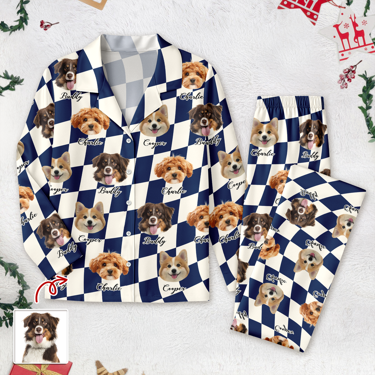 Custom Dog Photo Checker Design For Dog Lover Pajamas TH10 894979