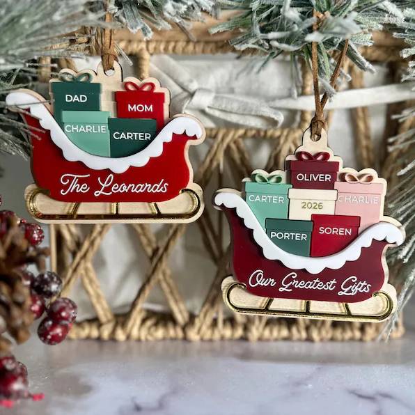 Personalized Name Sleigh Ornament, Family Keepsake, Christmas Gifts HO82 904304