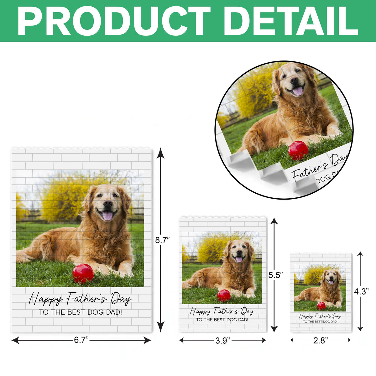 Custom Photo Happy Father's Day To the Best Dog Dad Building Brick Blocks TH10 169779