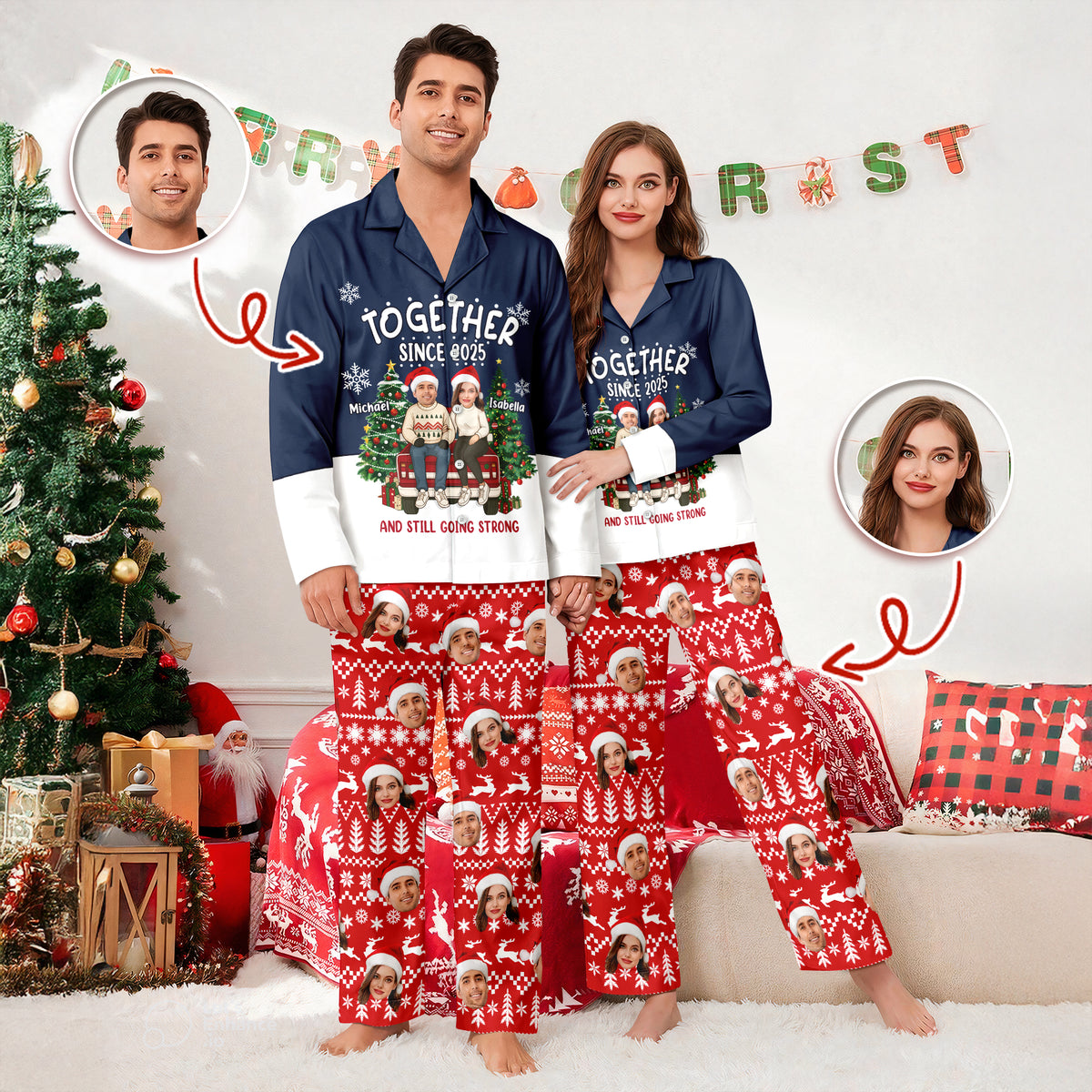 Custom Face Photo Together Since Pajamas For Couple TH10 896045