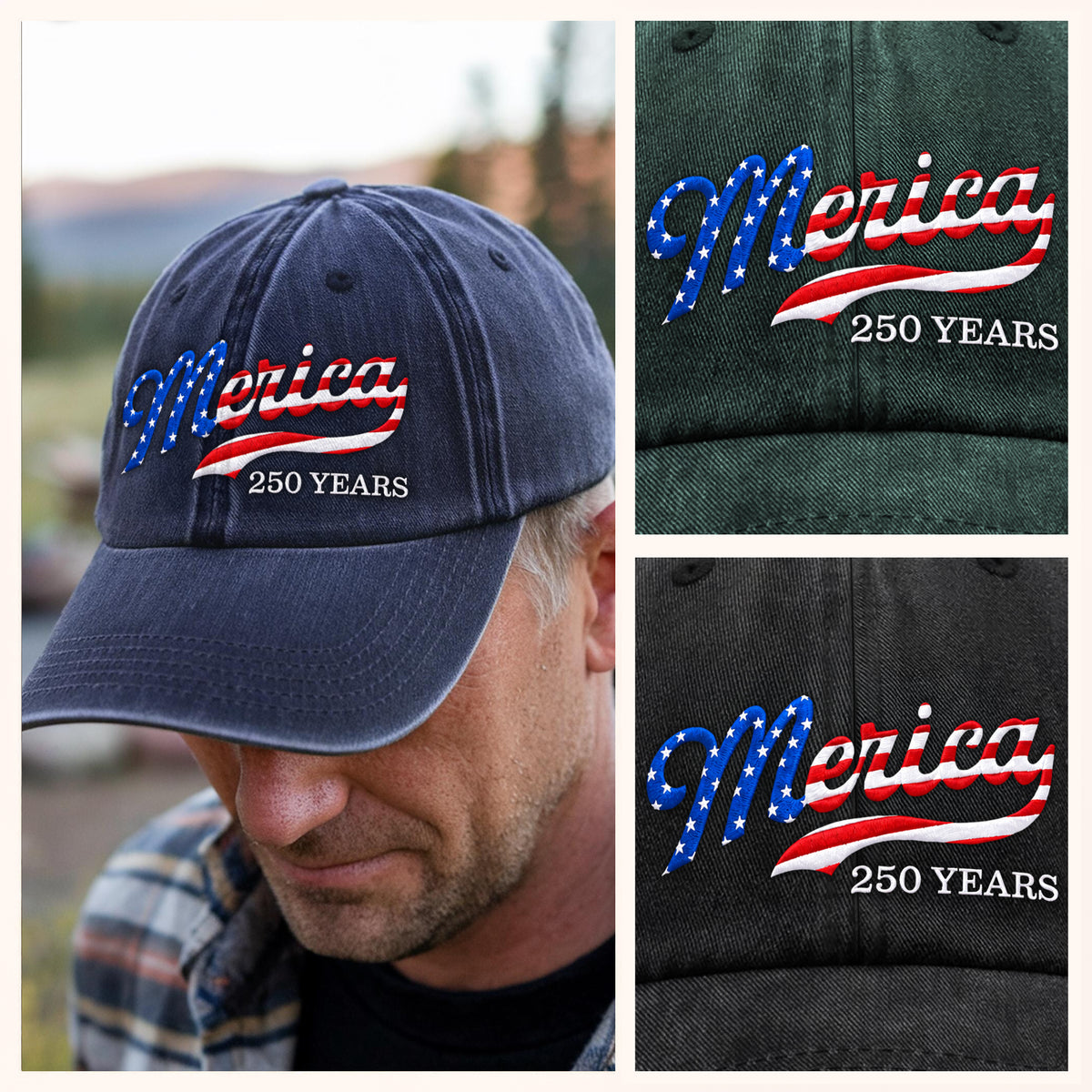 USA Patriotic Merica 250 Years Embroidered Baseball Cap HO82 902888