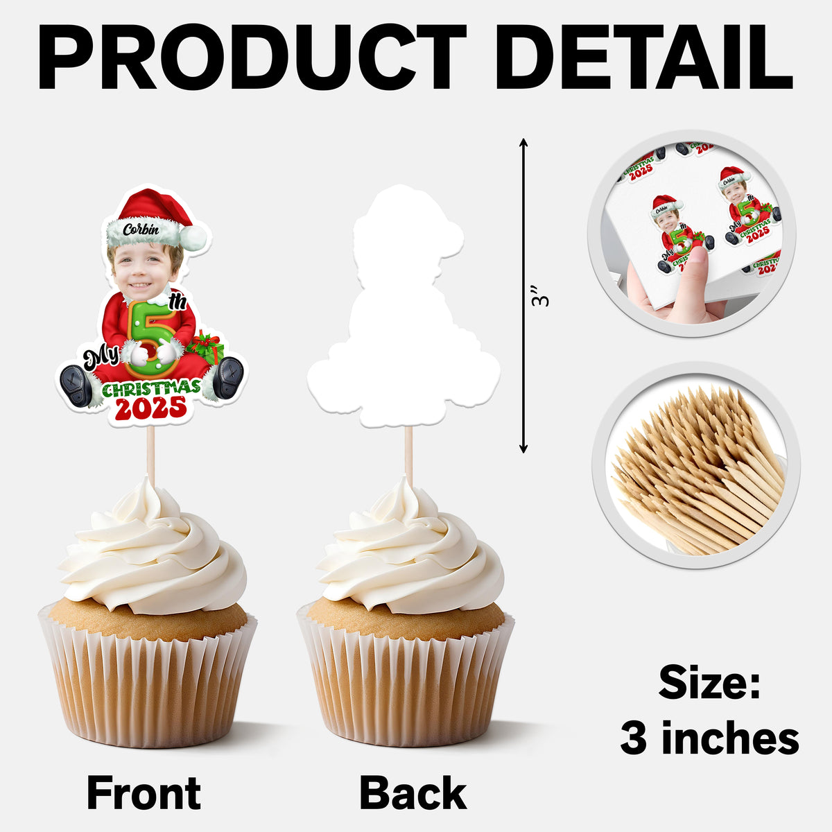Custom Photo Santa Baby Christmas Cupcake Toppers LM32 893913