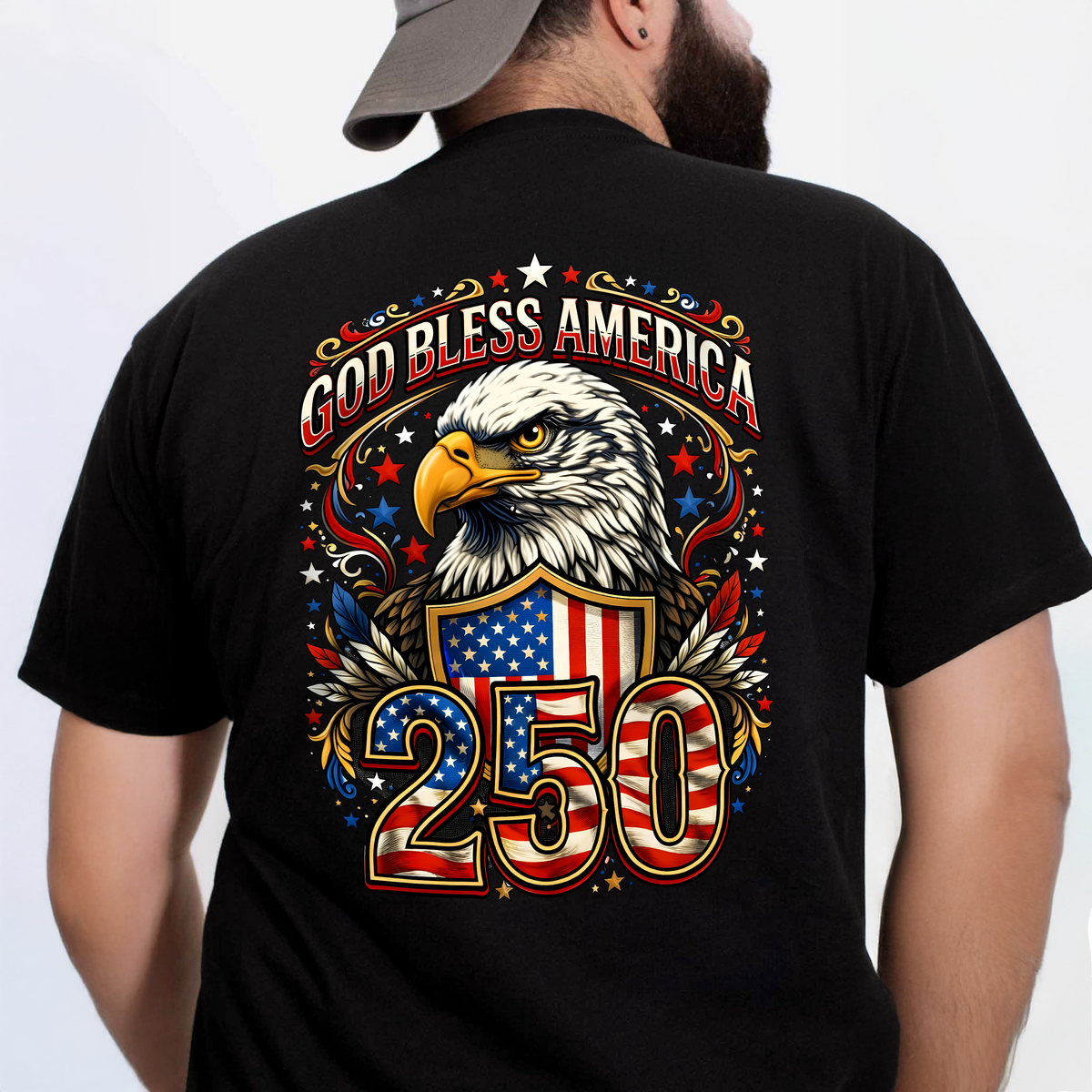 Patriotic God Bless America 250 Dark Shirt America 250th Anniversary Back Shirt CH07 910966