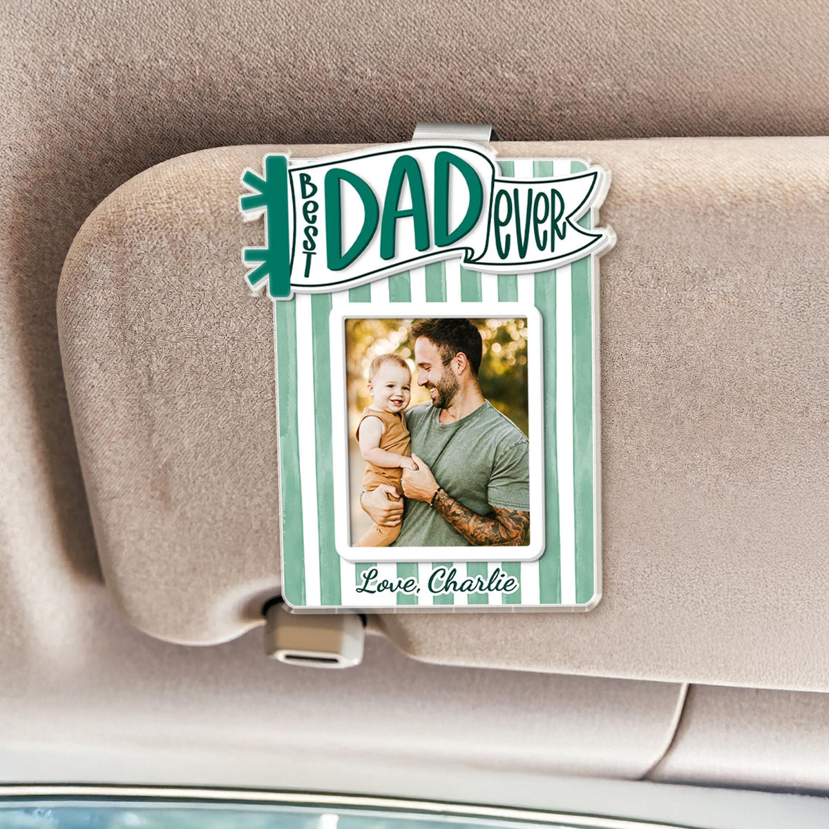 Best Daddy Ever Personalized Dad Car Visor Photo Clip, Father's Day Gift From Daughter Son CH07 911520