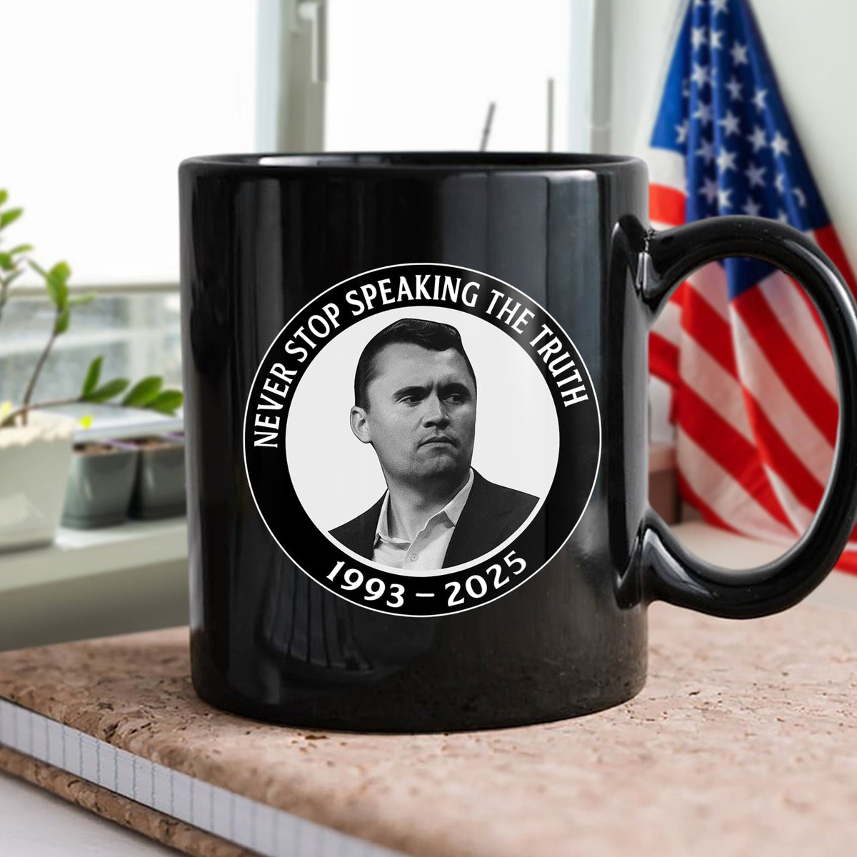 Never Stop Speaking The Truth 1993-2025 Charlie Kirk Black Mug HO82 65822