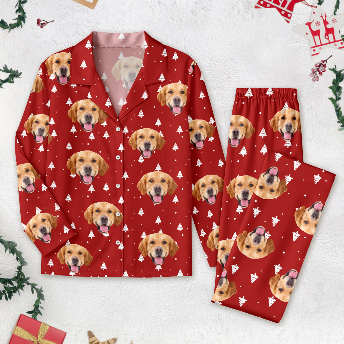Custom Dog Cat Face Christmas Pajamas, Funny Holiday Outfit For Pet Owners LM32 670109