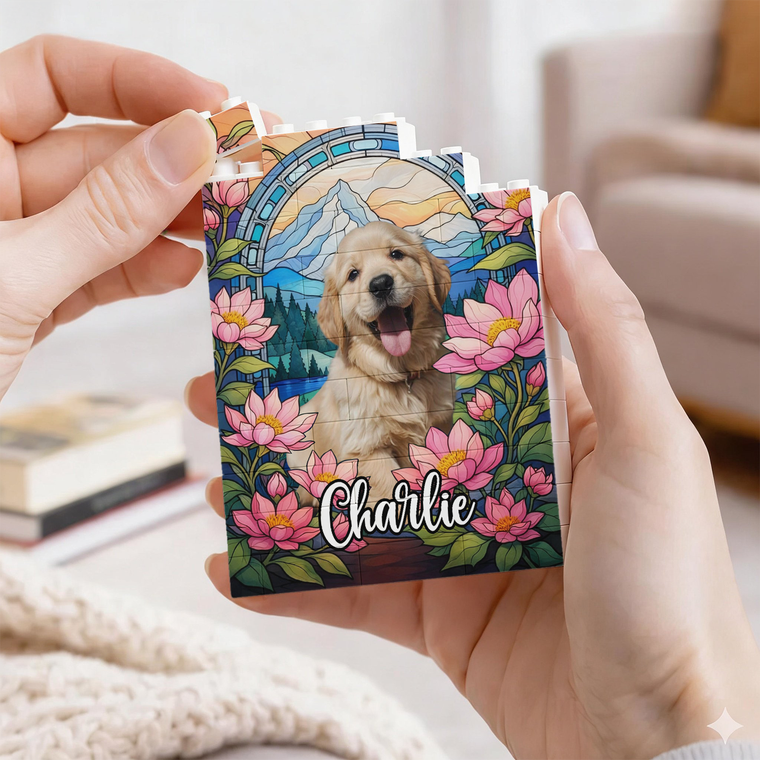 Custom Photo Floral Dog Cat Building Brick Blocks HA75 920520