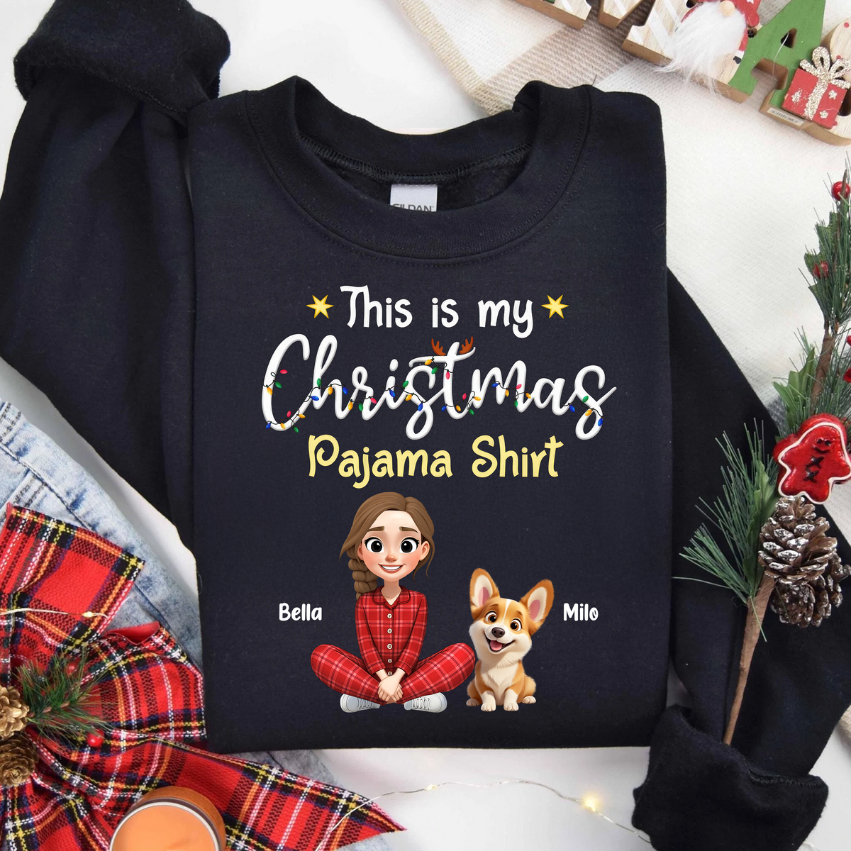 This is My Christmas Pajamas Shirt Personalized Dog Dark Shirt HA75 898184